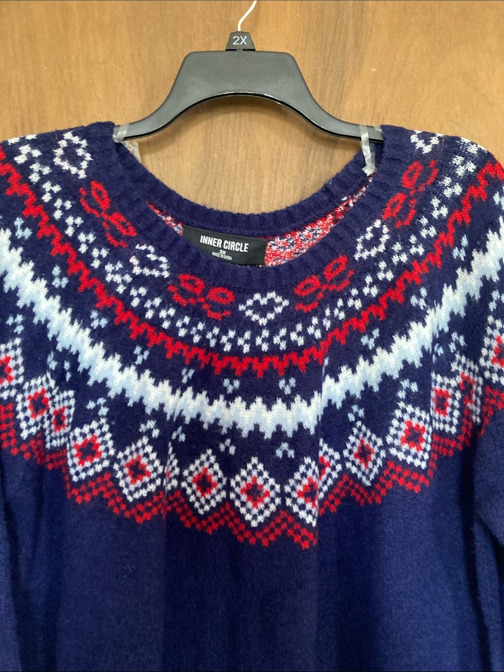 Inner circle crewneck sweater with fair isle like print casual business size 3X - Picture 6 of 17